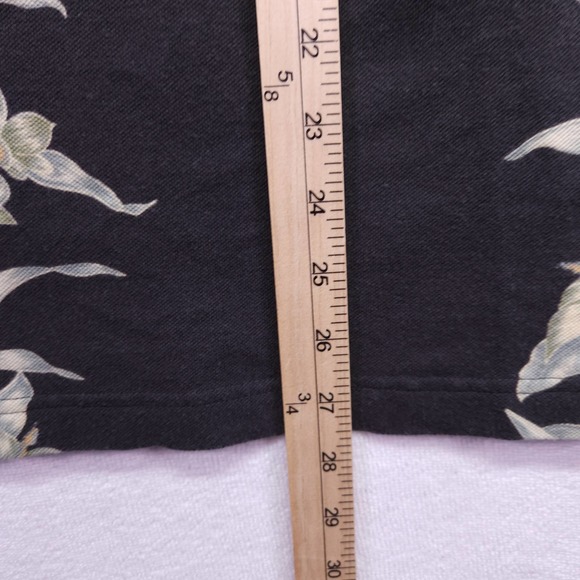 Tommy Bahama Polo Shirt Mens Large Black Hawaiian Floral 100% Cotton Collared - Picture 6 of 7